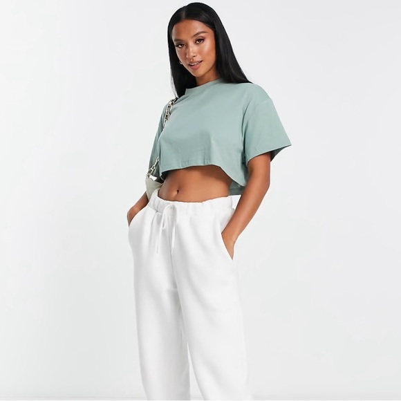 ASOS DESIGN Petite super crop T-shirt in teal: US 2 - Picture 3 of 3